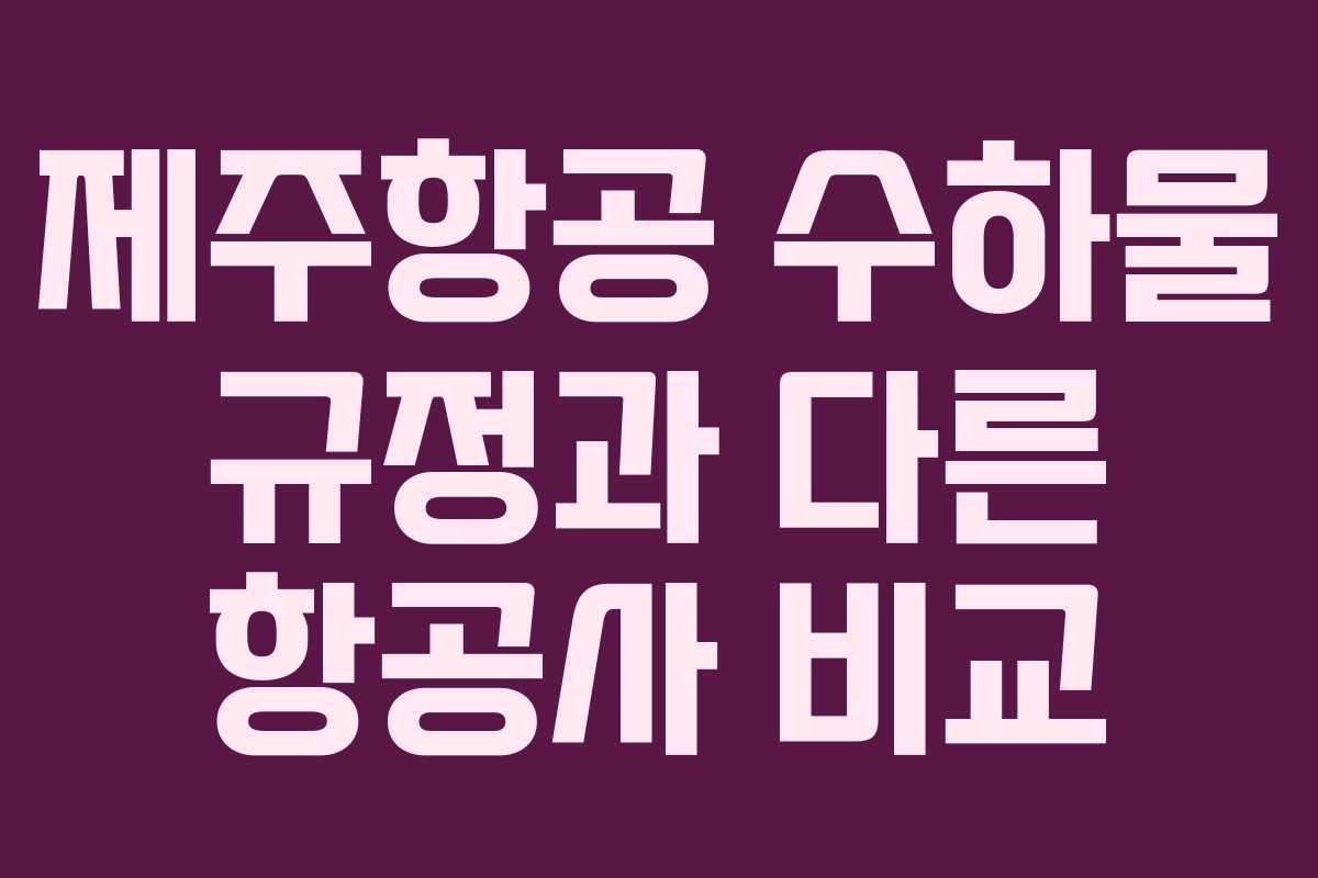 제주항공 수하물 규정과 다른 항공사 비교