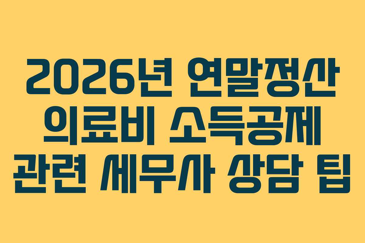 2026년 연말정산 의료비 소득공제 관련 세무사 상담 팁