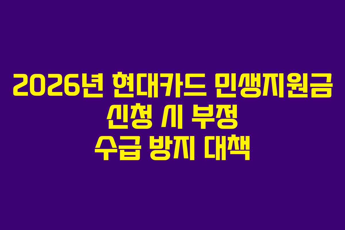 2026년 현대카드 민생지원금 신청 시 부정 수급 방지 대책