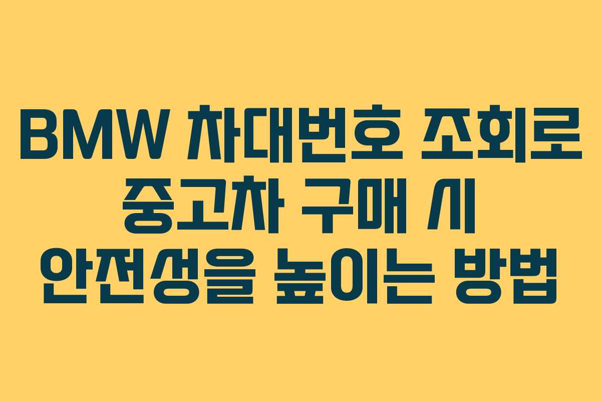 BMW 차대번호 조회로 중고차 구매 시 안전성을 높이는 방법