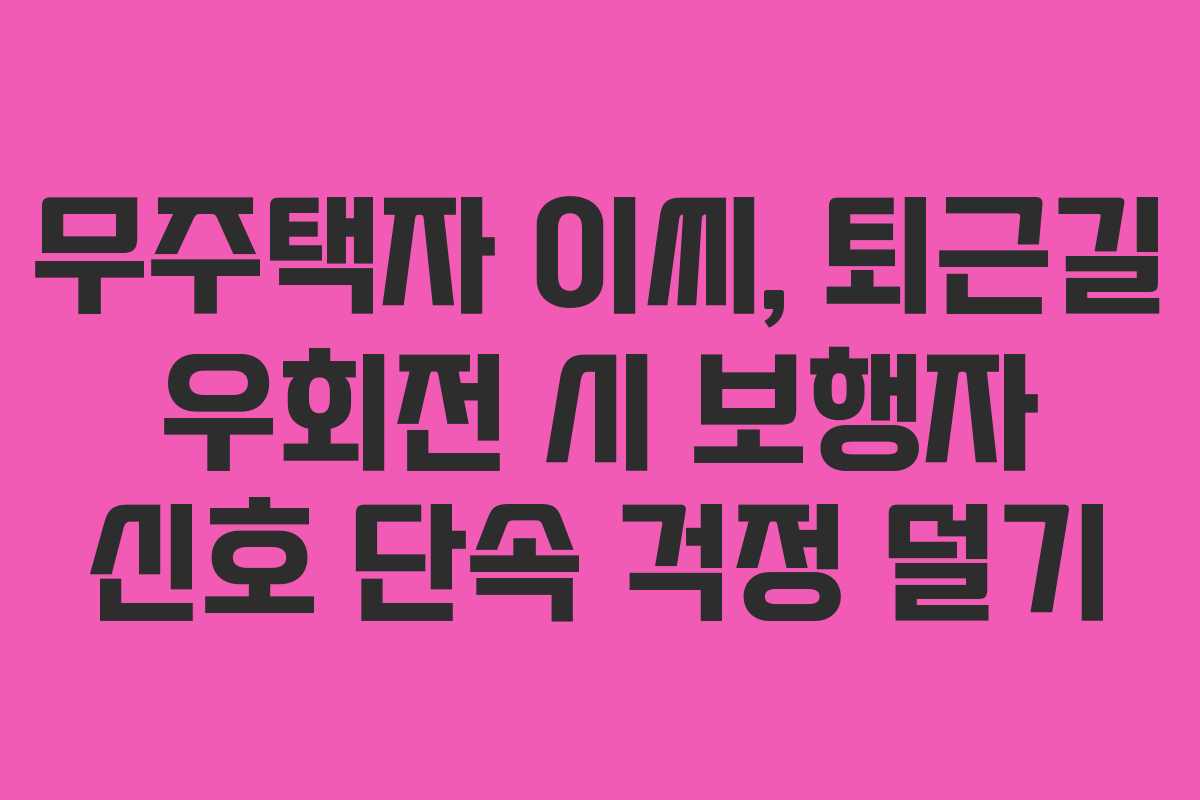 무주택자 이씨, 퇴근길 우회전 시 보행자 신호 단속 걱정 덜기
