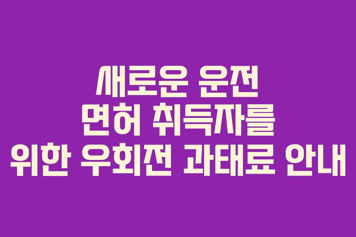 새로운 운전 면허 취득자를 위한 우회전 과태료 안내