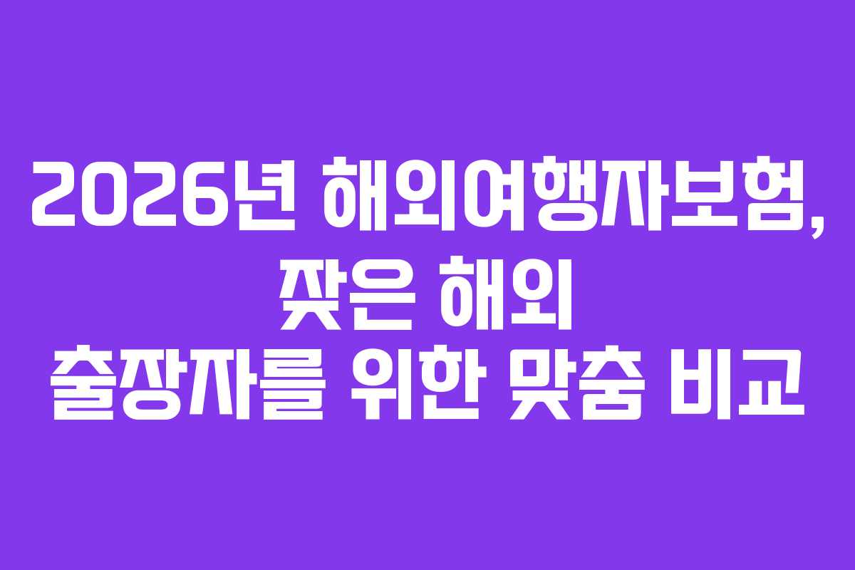 2026년 해외여행자보험, 잦은 해외 출장자를 위한 맞춤 비교