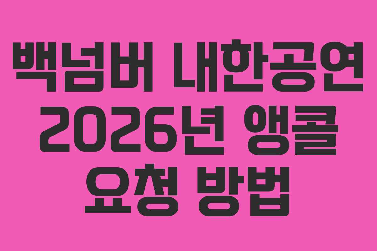 백넘버 내한공연 2026년 앵콜 요청 방법