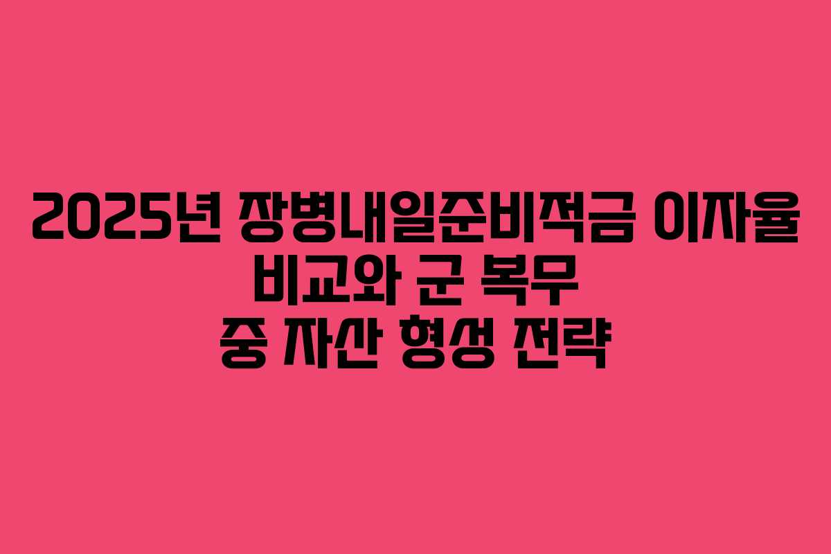 2025년 장병내일준비적금 이자율 비교와 군 복무 중 자산 형성 전략