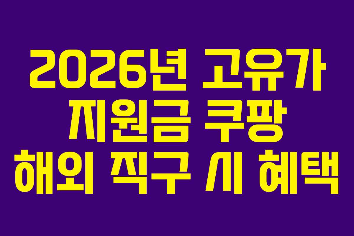 2026년 고유가 지원금 쿠팡 해외 직구 시 혜택
