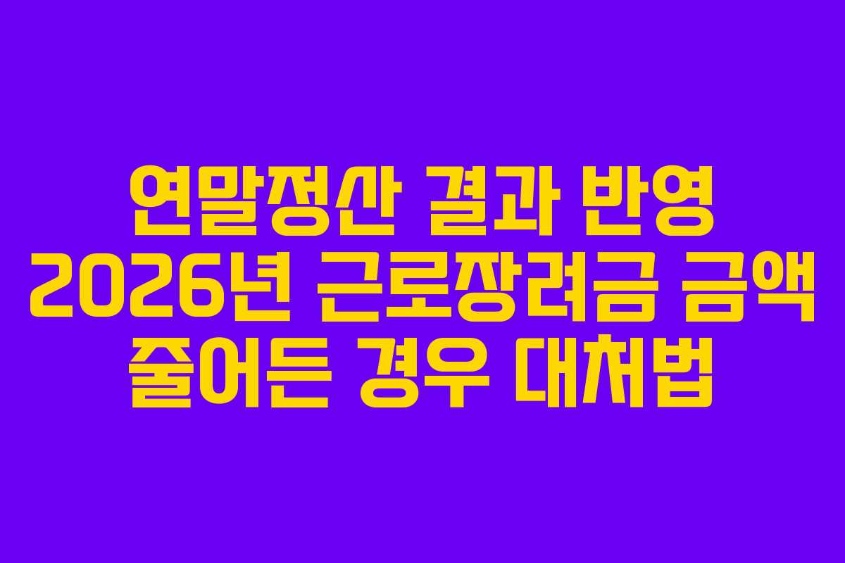 연말정산 결과 반영 2026년 근로장려금 금액 줄어든 경우 대처법
