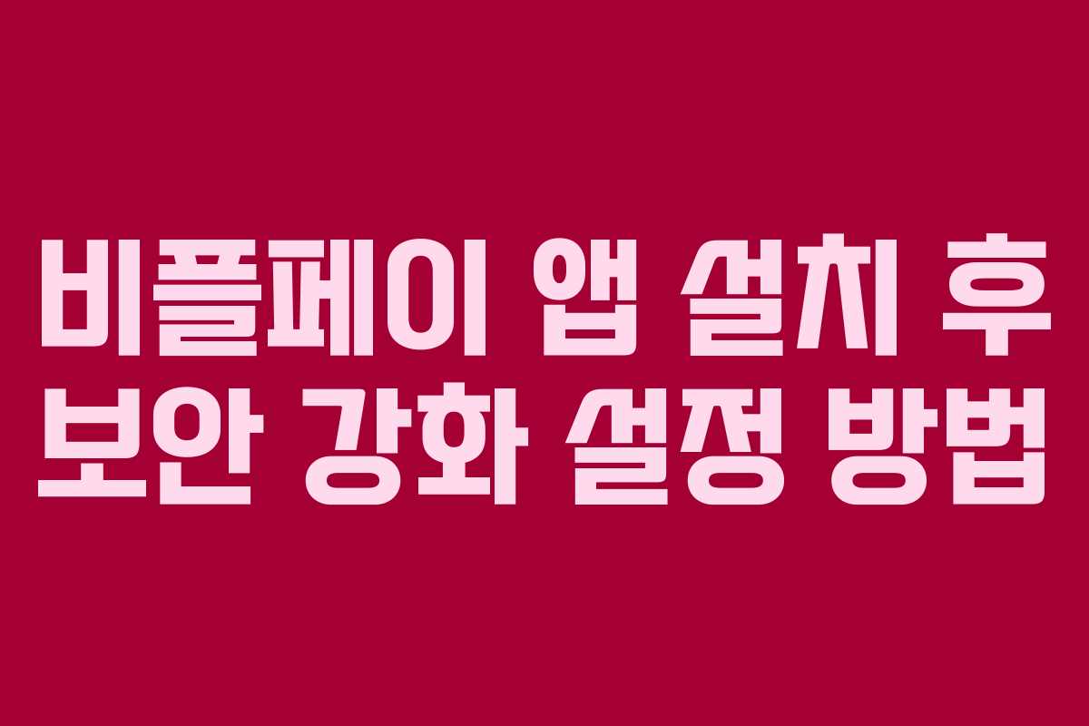 비플페이 앱 설치 후 보안 강화 설정 방법