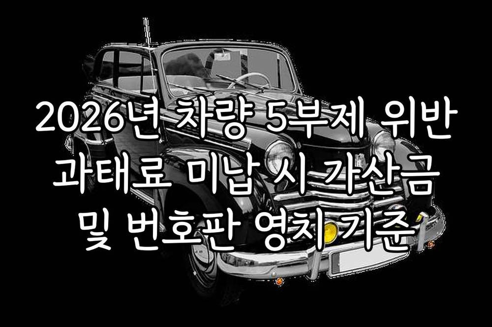 2026년 차량 5부제 위반 과태료 미납 시 가산금 및 번호판 영치 기준