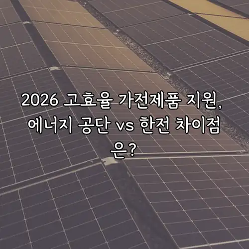 2026 고효율 가전제품 지원, 에너지 공단 vs 한전 차이점은?