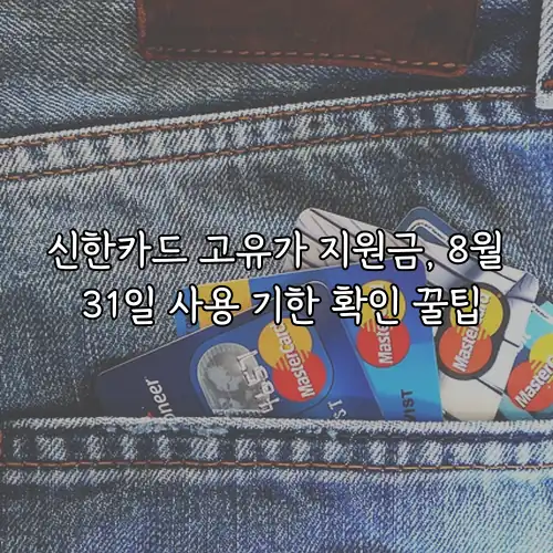 신한카드 고유가 지원금, 8월 31일 사용 기한 확인 꿀팁