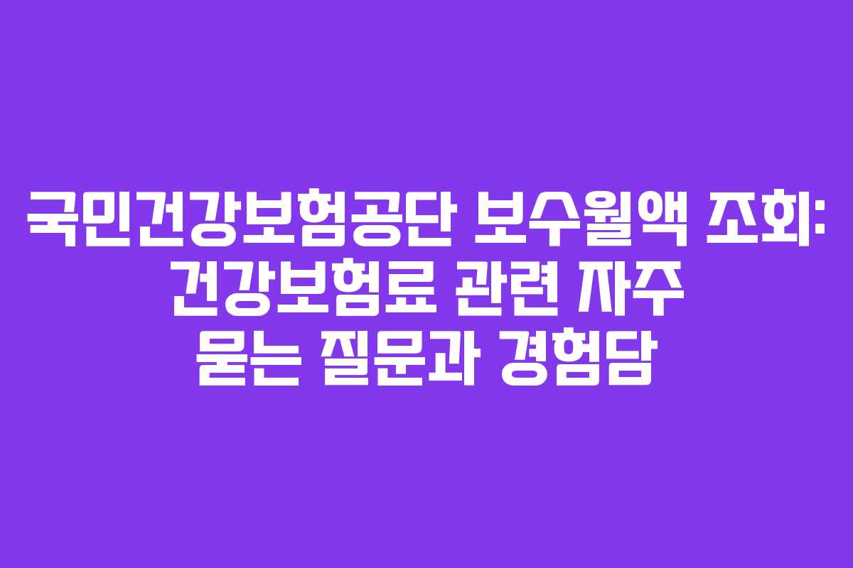 국민건강보험공단-보수월액-조회-건강보험료-관련-자주-묻는-질문과-경험담