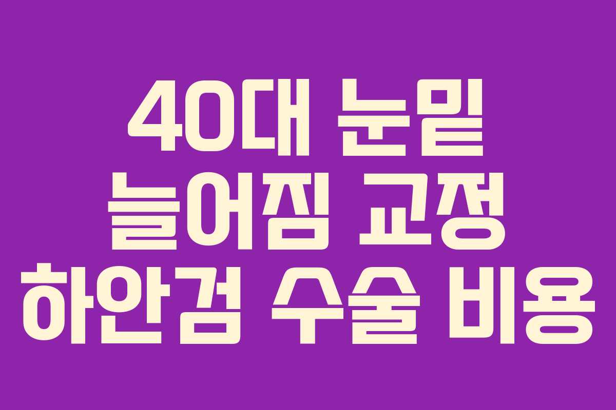 40대-눈밑-늘어짐-교정-하안검-수술-비용