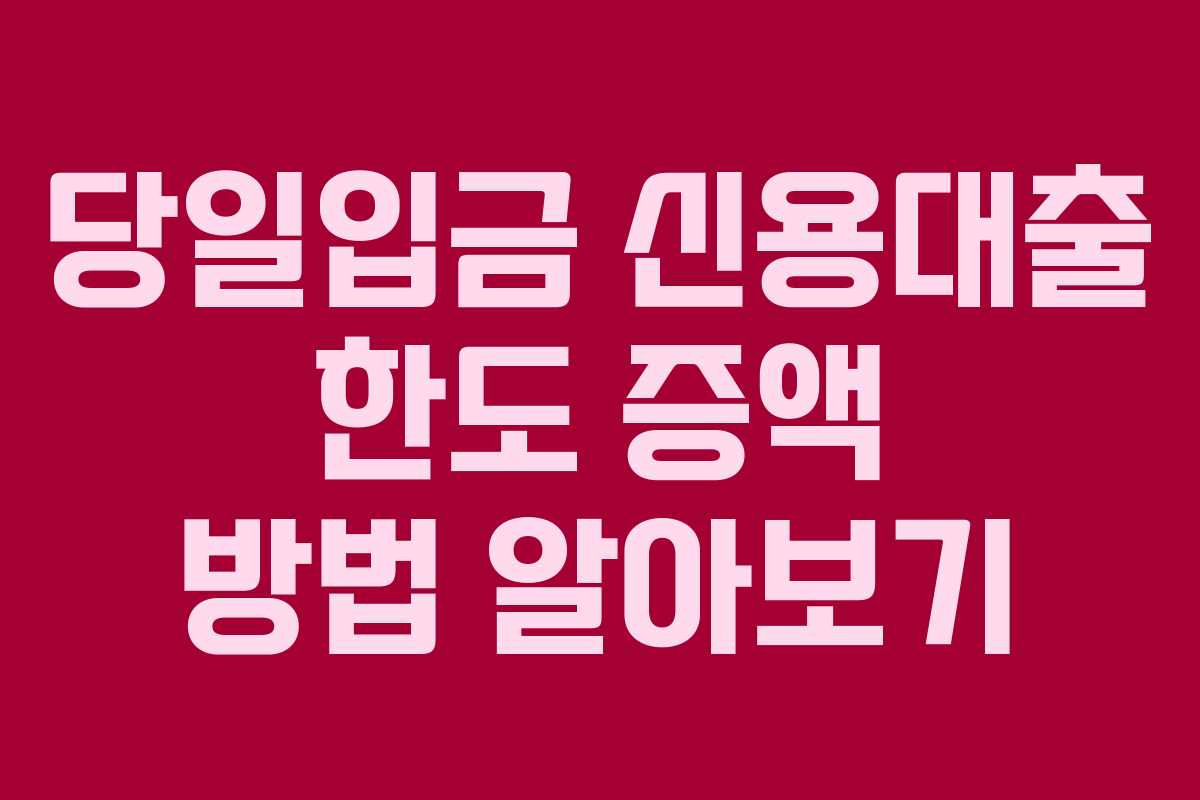 당일입금-신용대출-한도-증액-방법-알아보기