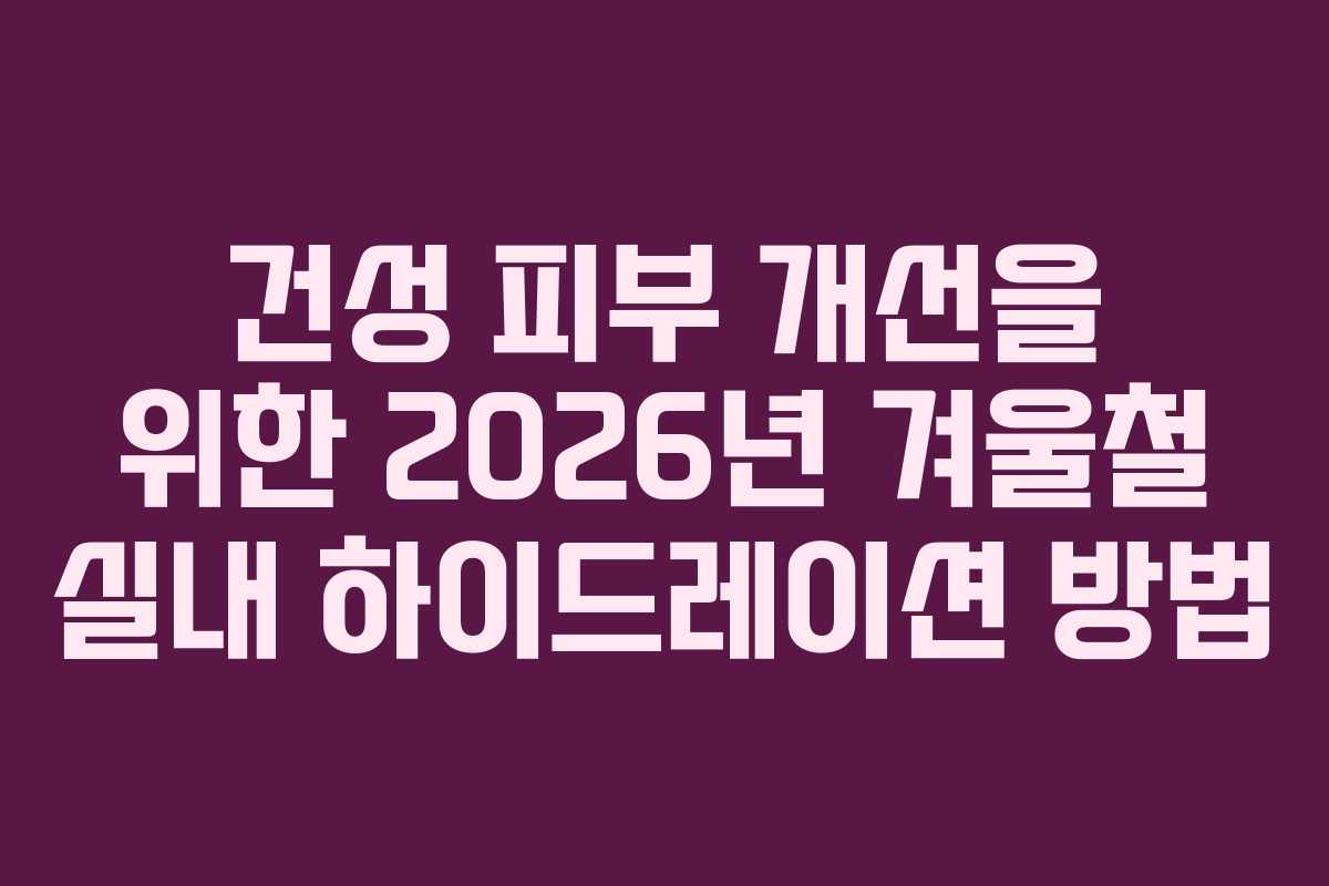 건성-피부-개선을-위한-2026년-겨울철-실내-하이드레이션-방법
